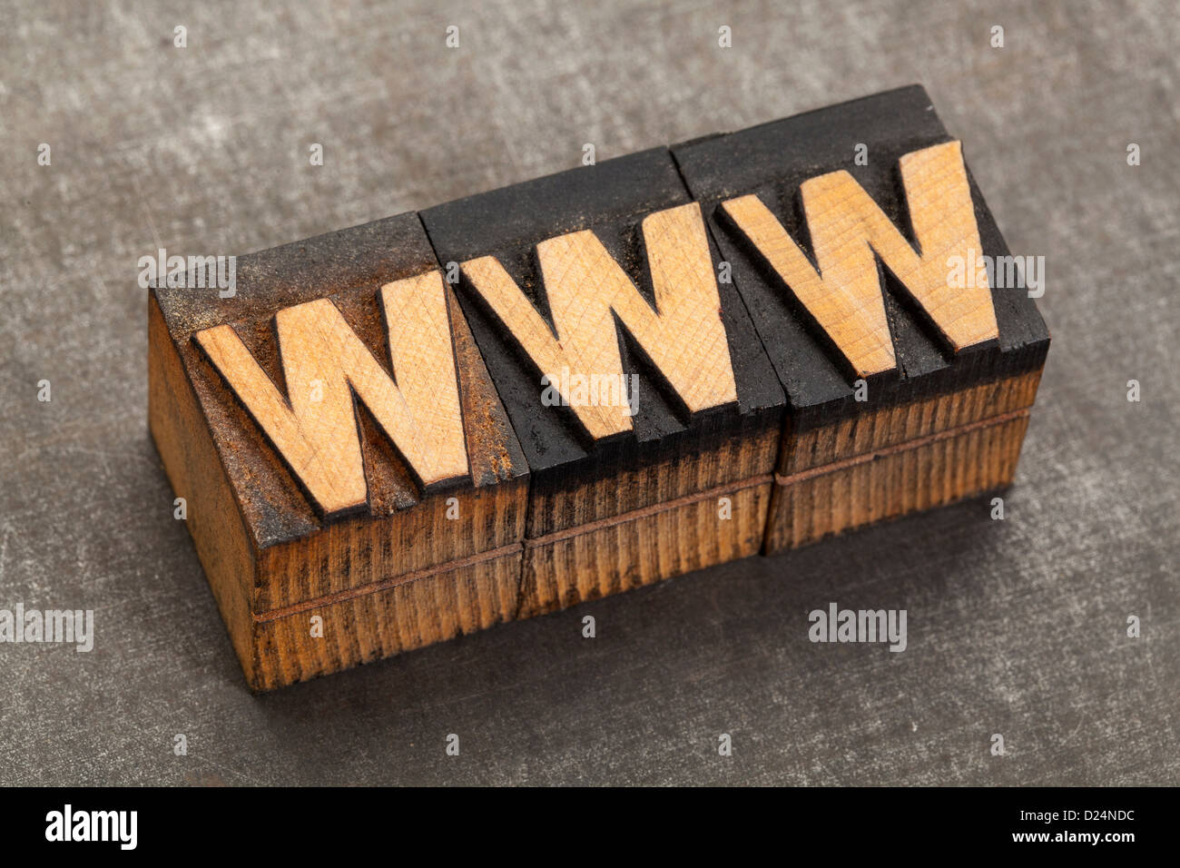 word wide web acronym - www in vintage letterpress wood type blocks on a grunge metal background Stock Photo