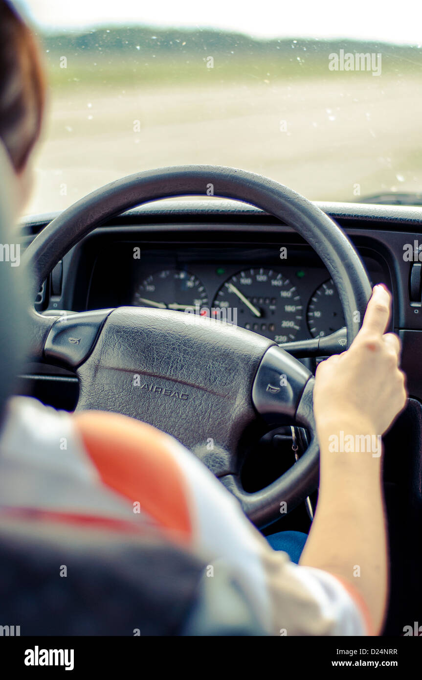 Hands on wheel girl driving hi-res stock photography and images - Alamy