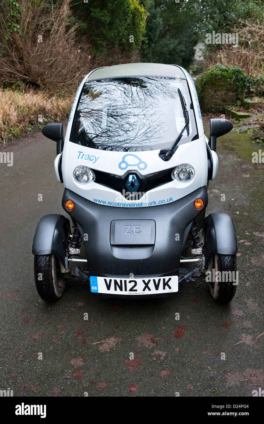 A two-seater rear engine Renault Twizy electric city car (Wales, UK) Stock Photo