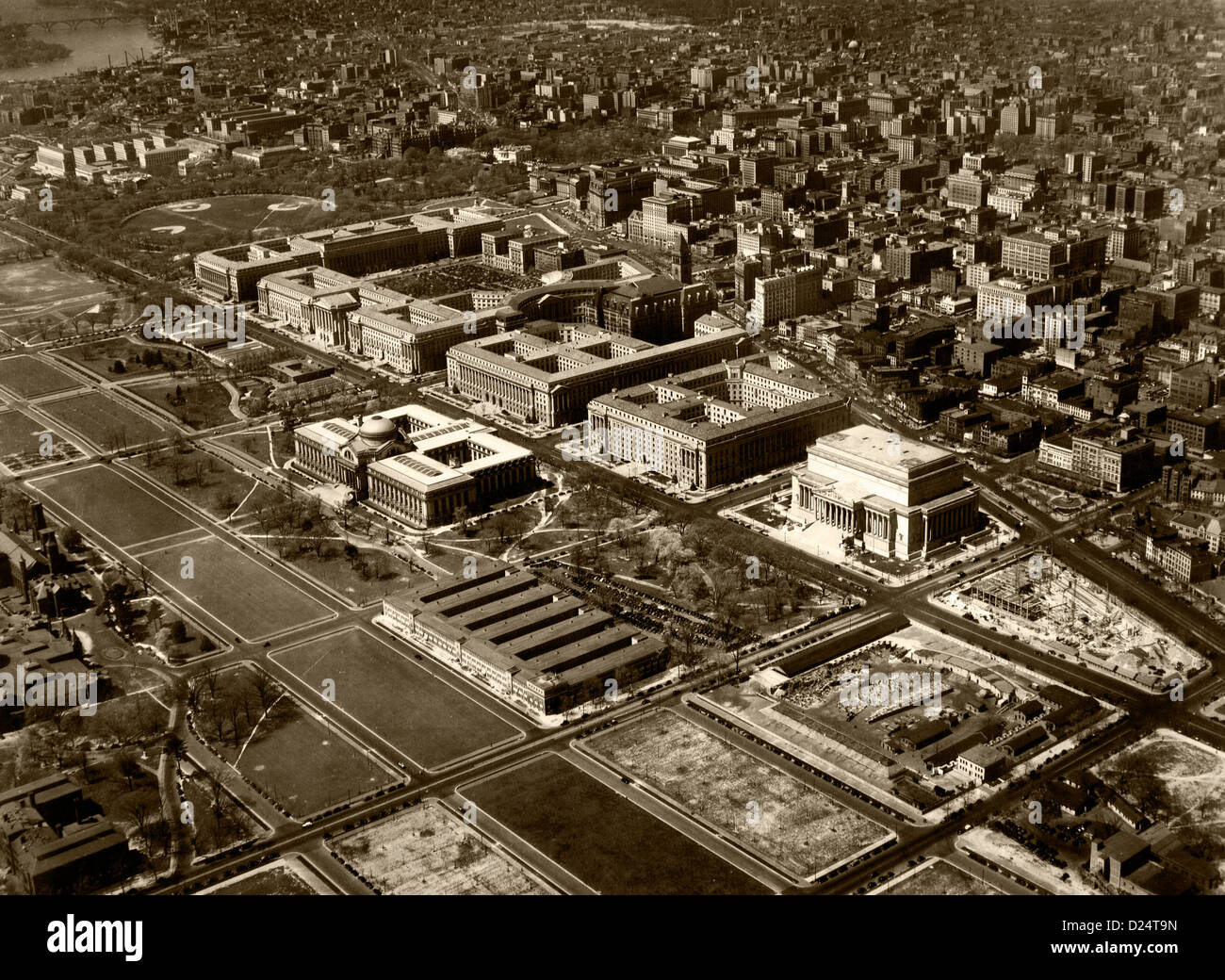 historical aerial photograph Federal Triangle, Washington, DC, 1937 Stock Photo