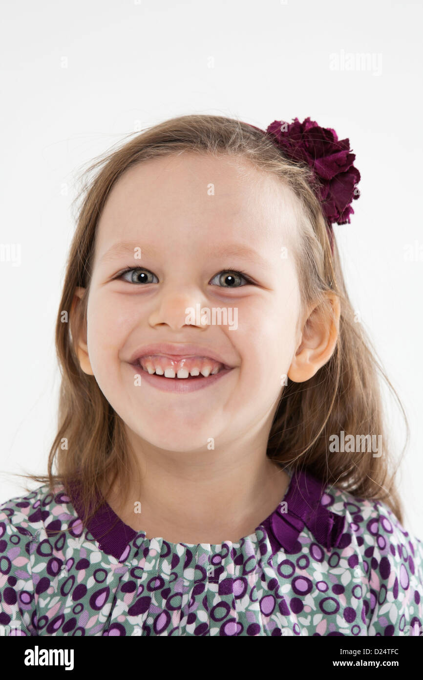 cute little caucasian girl on white Stock Photo - Alamy