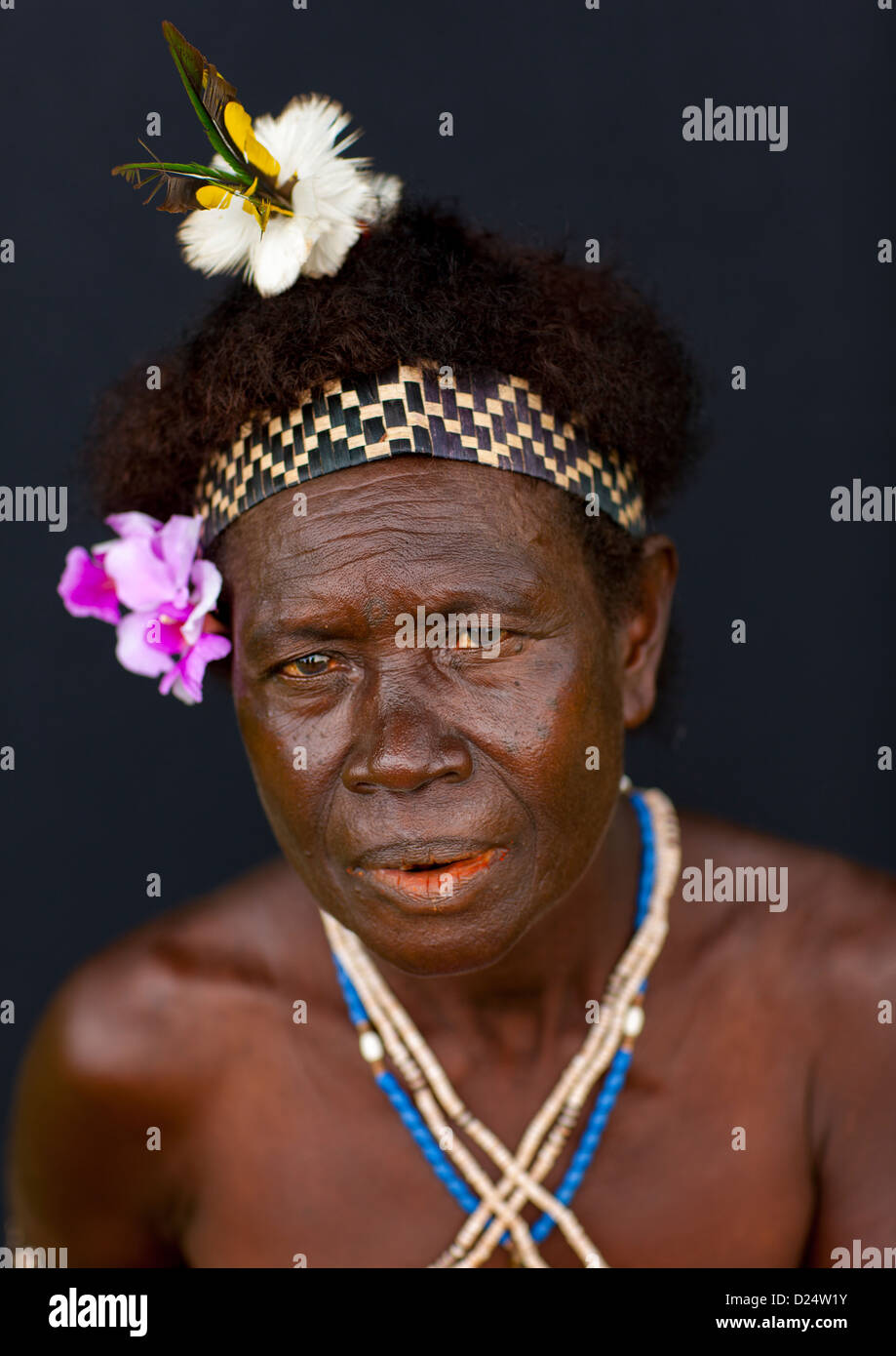 Woman From Autonomous Region Of Bougainville In Traditional Clothes, Papua New Guinea Stock Photo