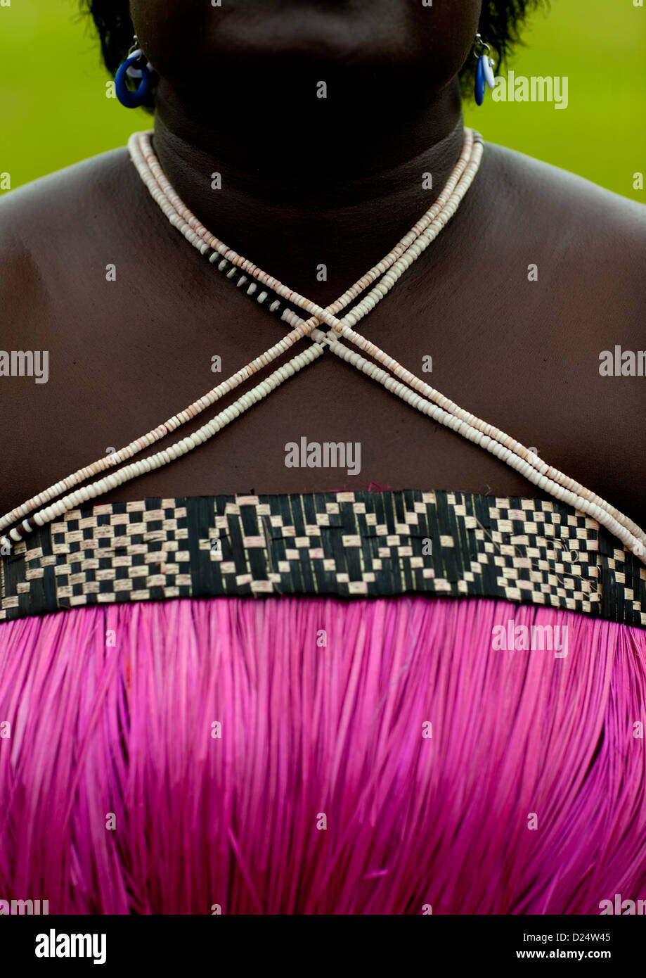 Woman From Autonomous Region Of Bougainville In Traditional Clothes, Papua New Guinea Stock Photo