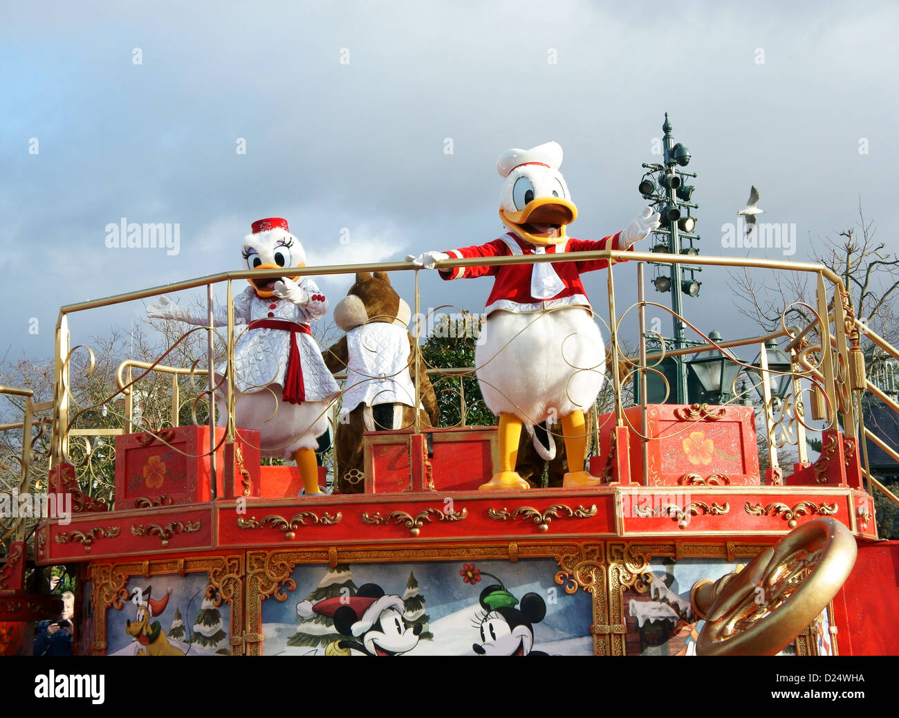 Donald and Daffy Duck in the Disney Parade in Disneyland, Paris, France Stock Photo
