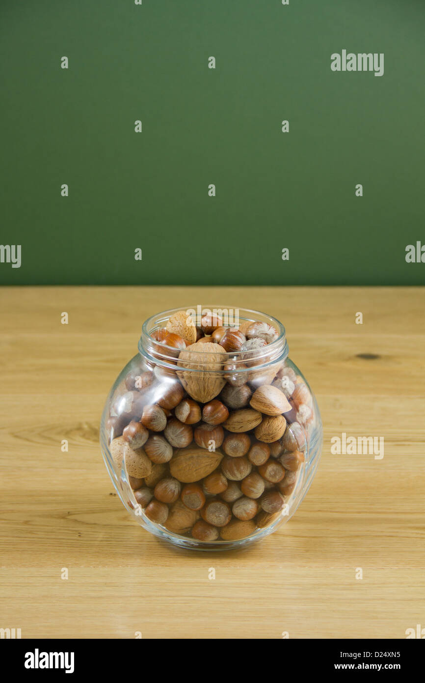 Glass jar of nuts Stock Photo Alamy