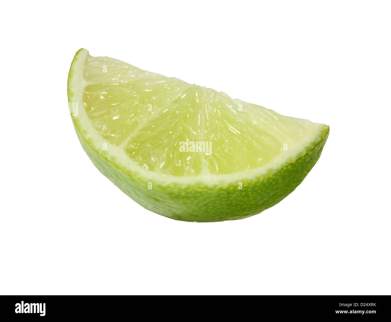 Lime wedge outlined on white Stock Photo