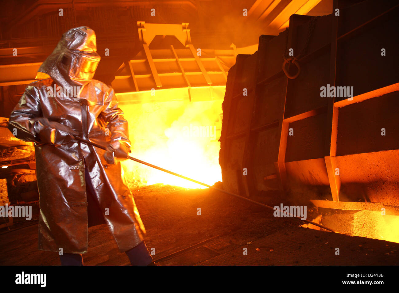Eisenhuettenstadt, Germany, steel workers at the blast furnace of