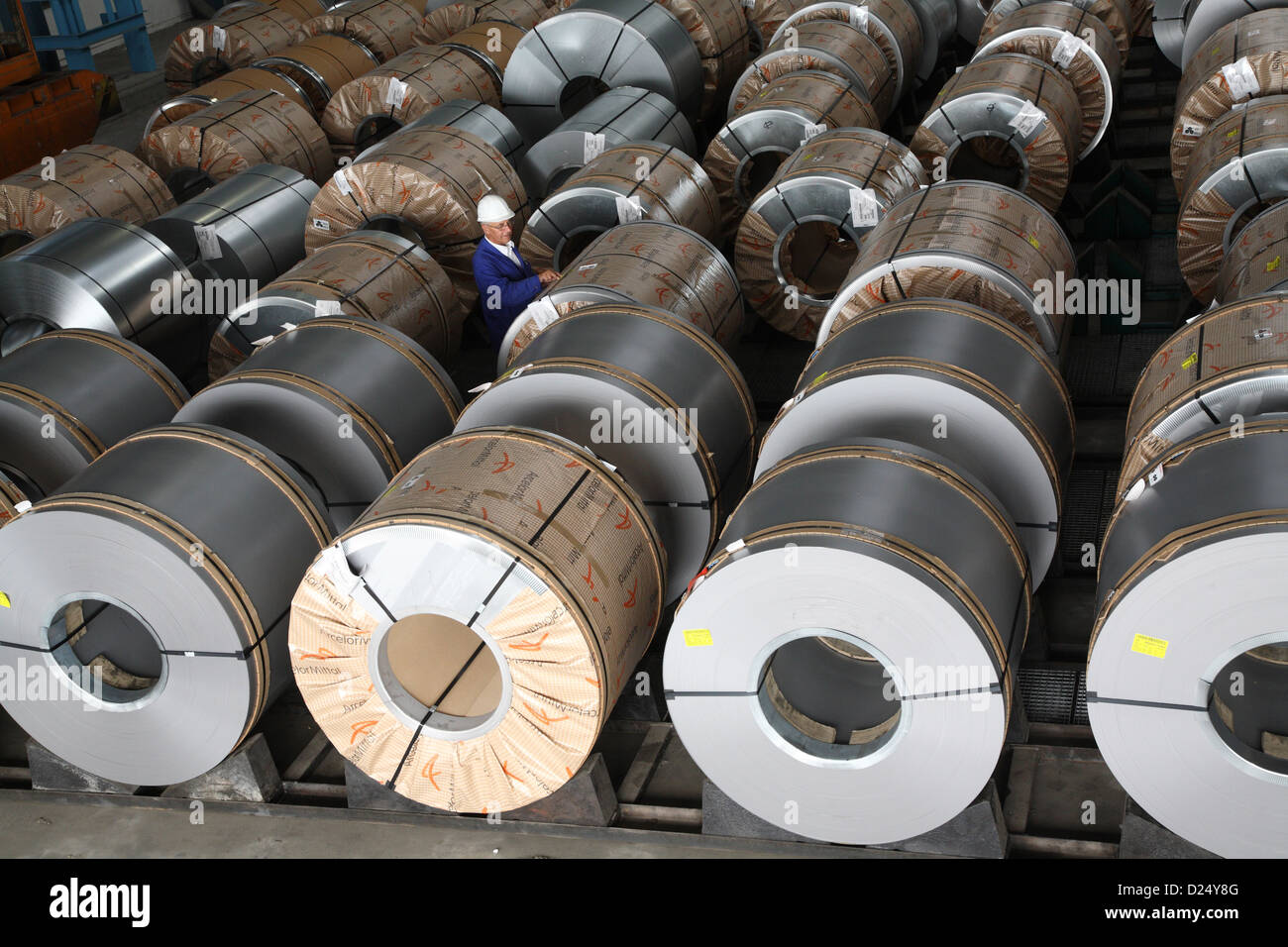 Eisenhuettenstadt, Germany, flat steel coils of ArcelorMittal Stock