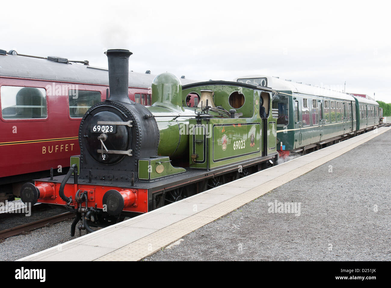Steam pulling a train on the Wensleydale Railway Stock Photo