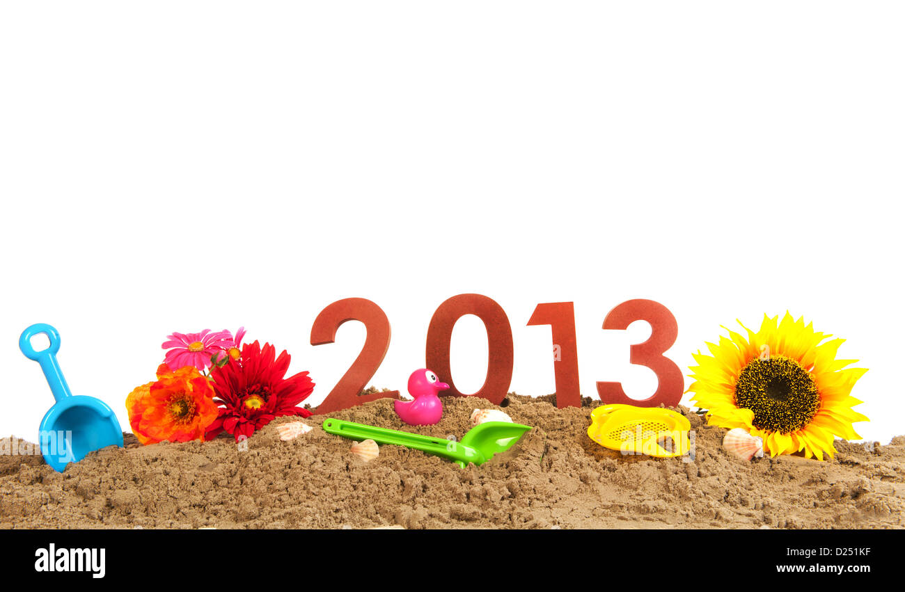 Vacation 2013 at the beach isolated over white background Stock Photo