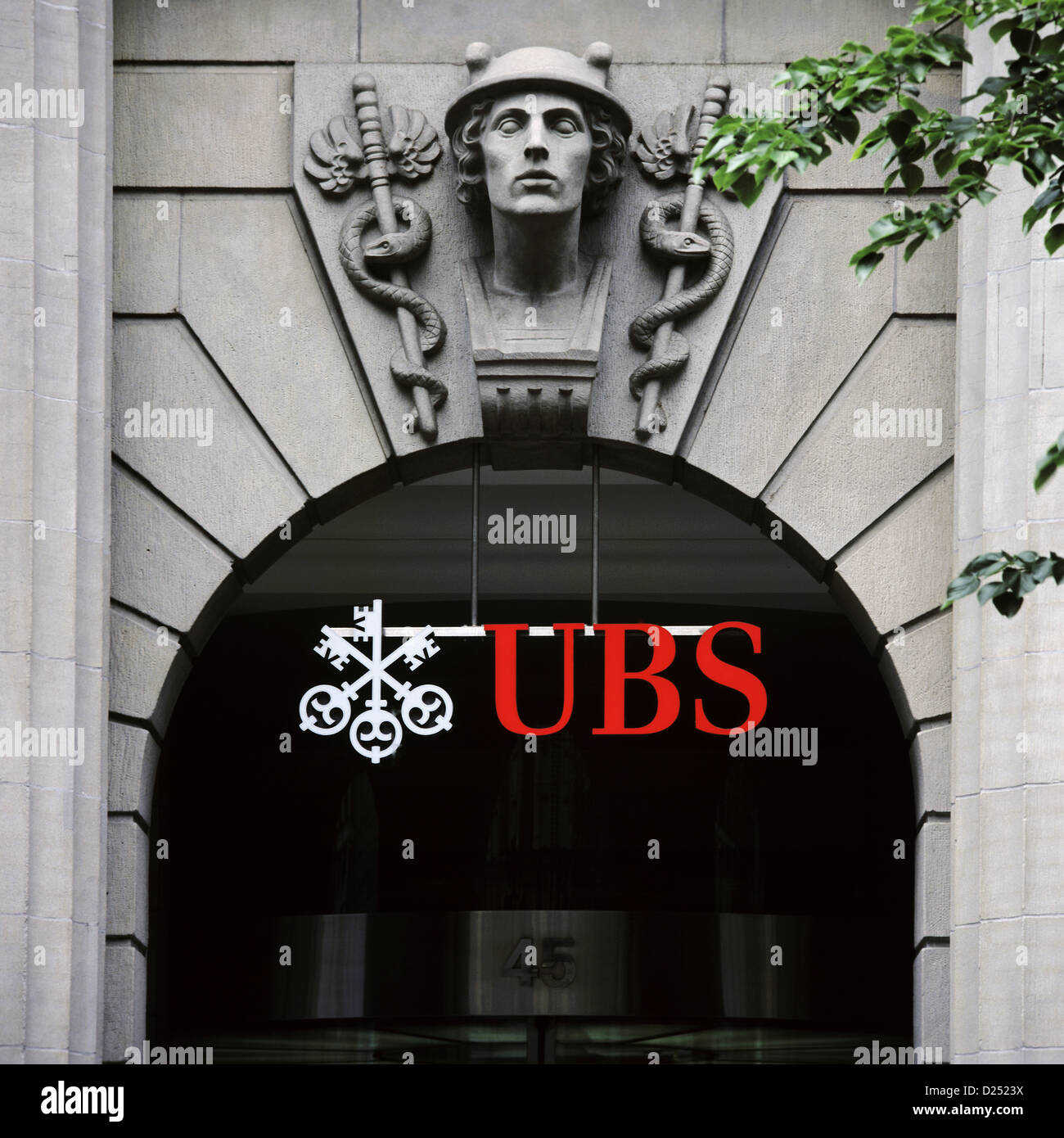 Zurich, Switzerland, the entrance portal of the United Bank of Switzerland (UBS) Stock Photo