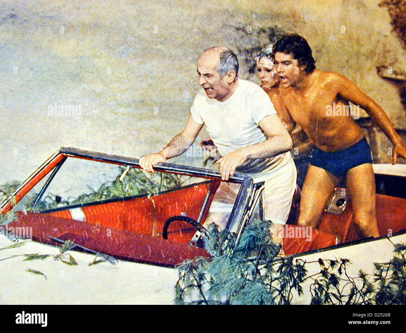 Balduin, Der Sonntagsfahrer Sur Un Arbre Perche Louis de Funes, Geraldine Chaplin, Olivier de Funes Henri Roubier (Louis de Stock Photo