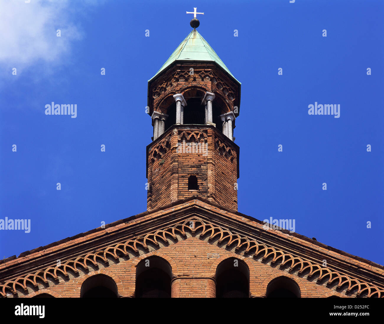 Cremona, Italy, the tower at the side aisle of the cathedral in the old