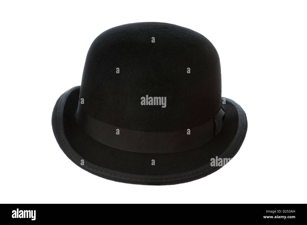 bowler hat or derby hat front view isolated on a white background Stock
