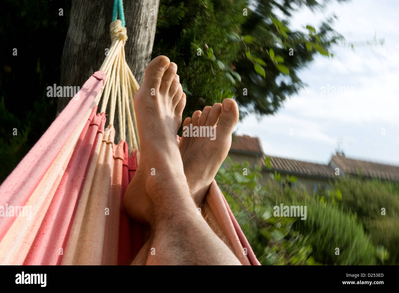 Vacqueyras, France relaxing in the hammock Stock Photo