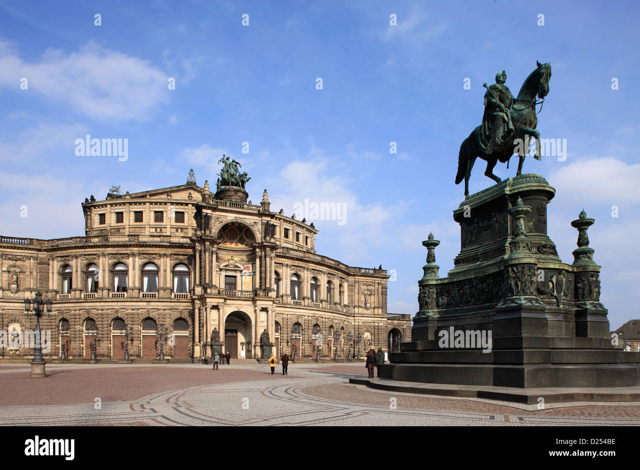 Dresden, Germany, Semperoper and equestrian statue of King John at the