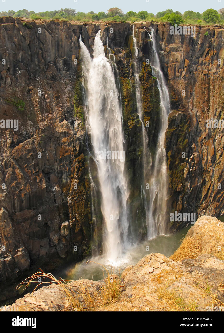 Victoria Falls in dry season, Zambia Stock Photo