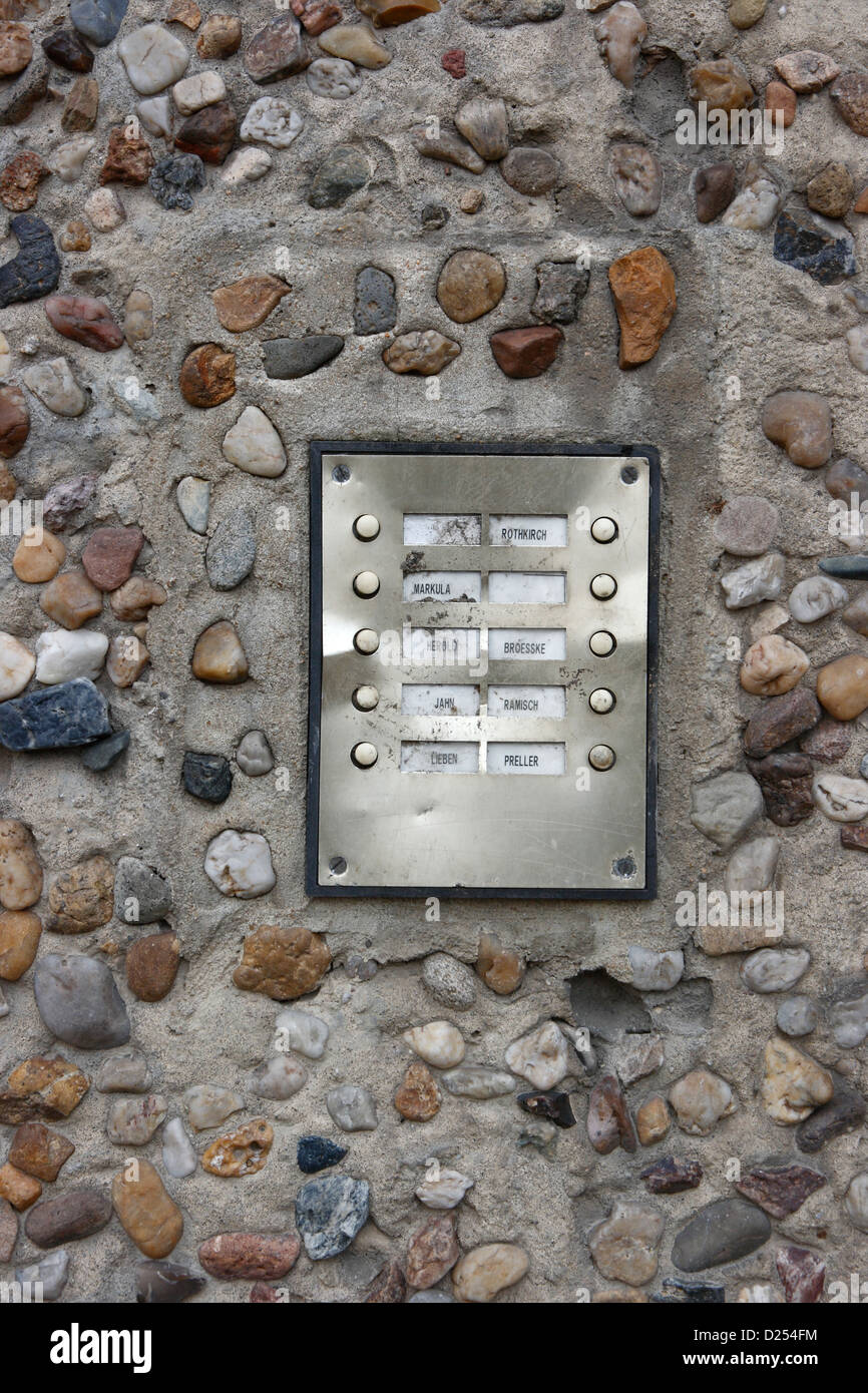 Cottbus, Germany, bell system of a nearly empty prefabricated Stock Photo