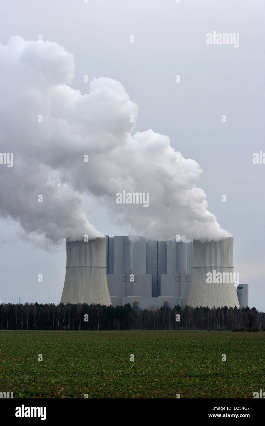 Spremberg, Germany, Kuehltuerme the lignite power plant Schwarze Pumpe Stock Photo