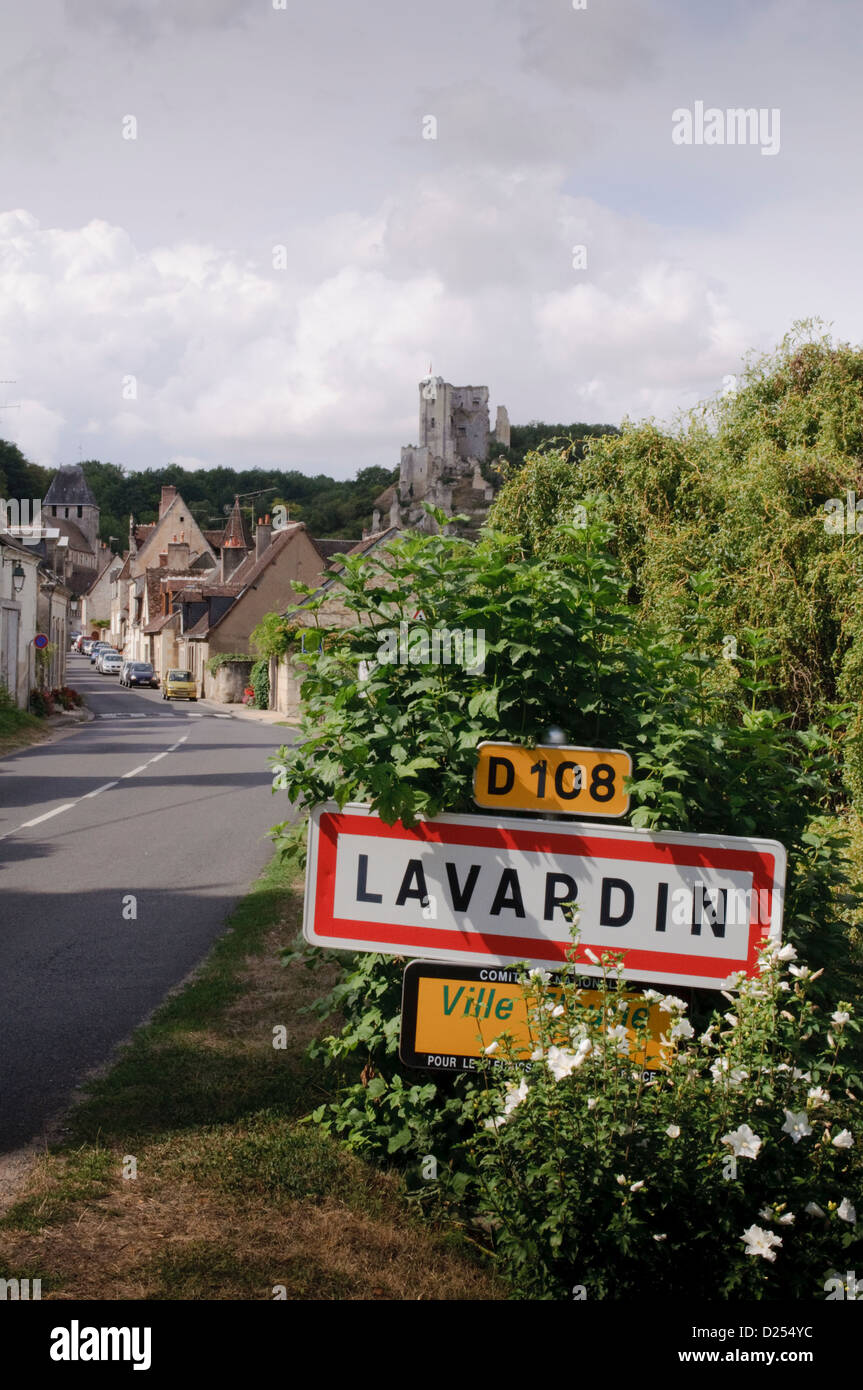 View of the castle at Lavardin, Loir-et-Cher department in central France Stock Photo