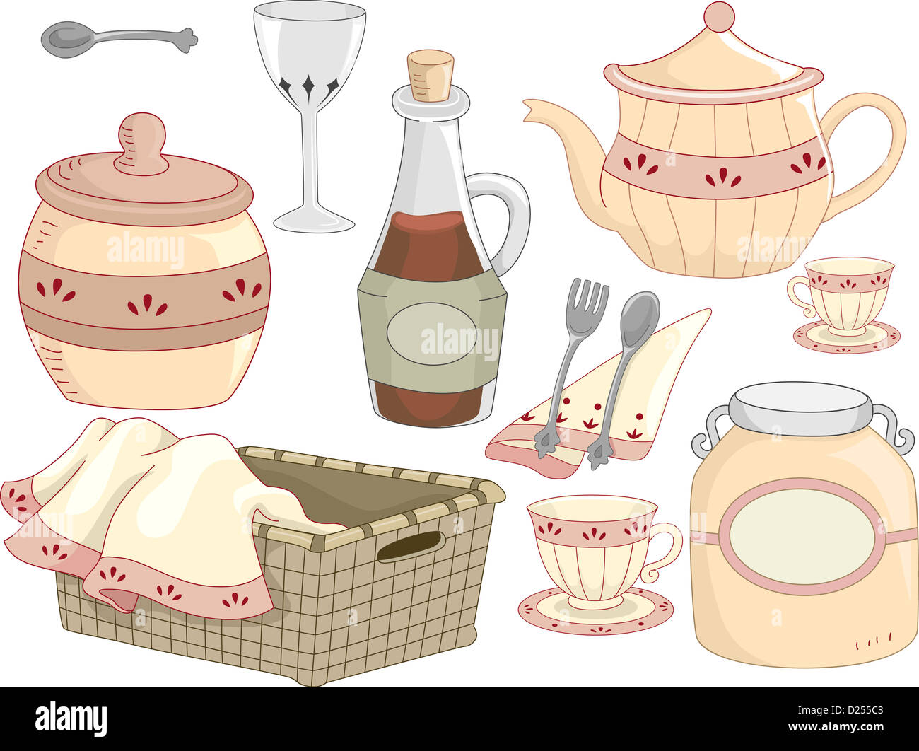 Illustration of Kitchen Tools with a Country Feel Stock Photo