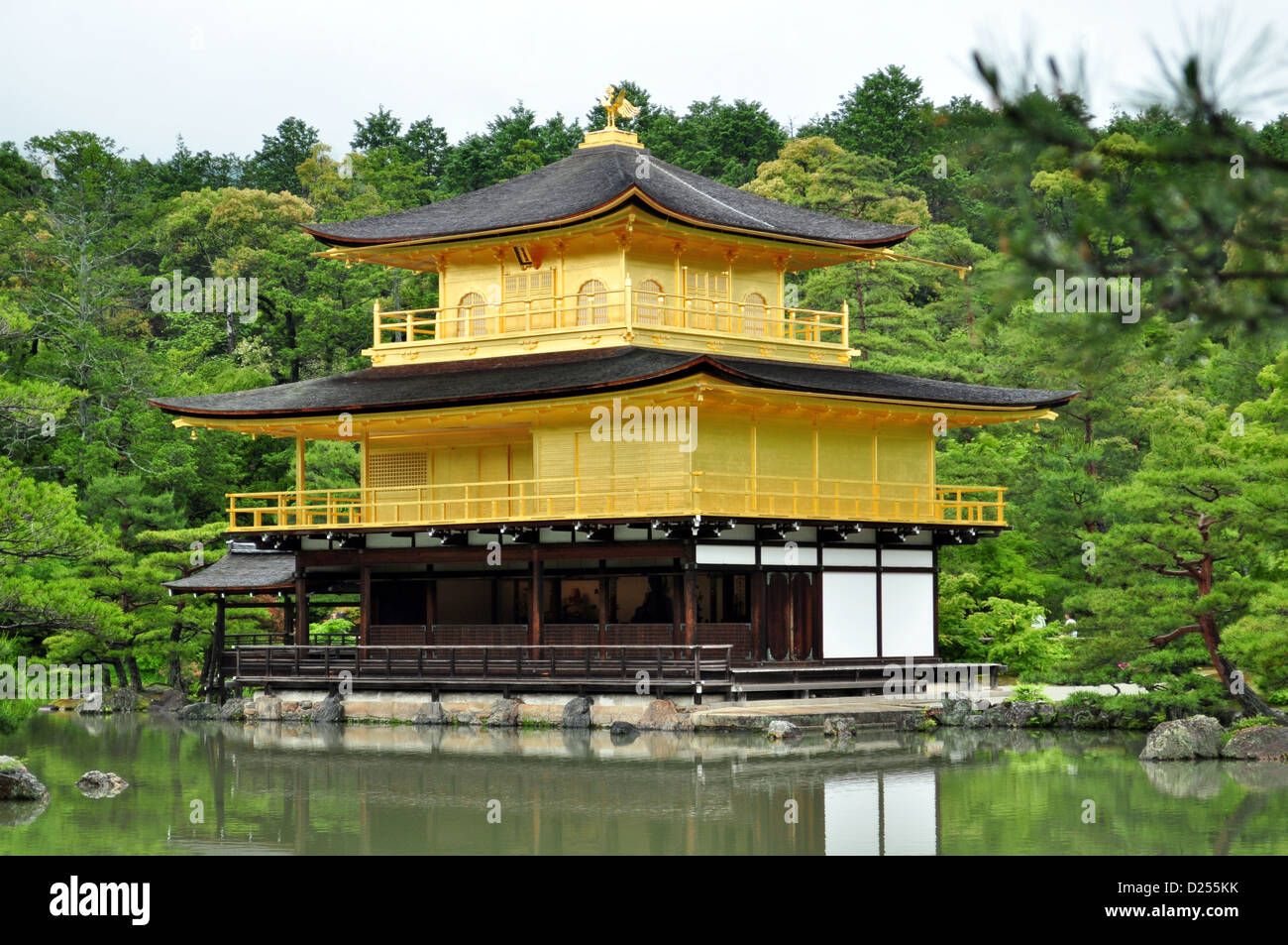 Kinkaku-ji, Temple of the Golden Pavilion, officially named Rokuon-ji, is a Zen Buddhist temple in Kyoto, Japan. Stock Photo