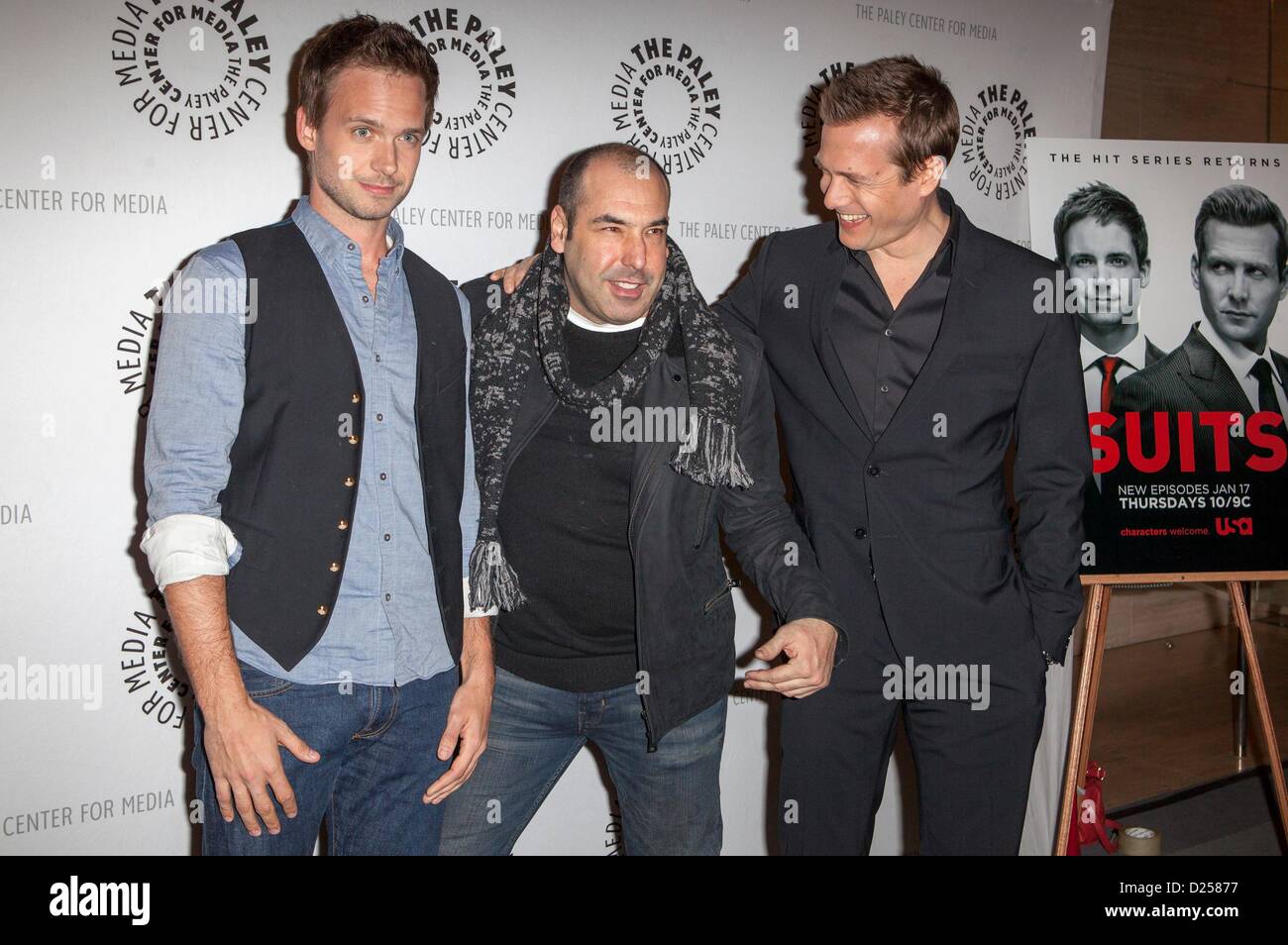 Beverly Hills, California, USA. 14th January 2013. Patrick J. Adams, Rick  Hoffman, Gabriel Macht in attendance for The Paley Center for Media  Presents An Evening with SUITS, Paley Center for Media, Beverly
