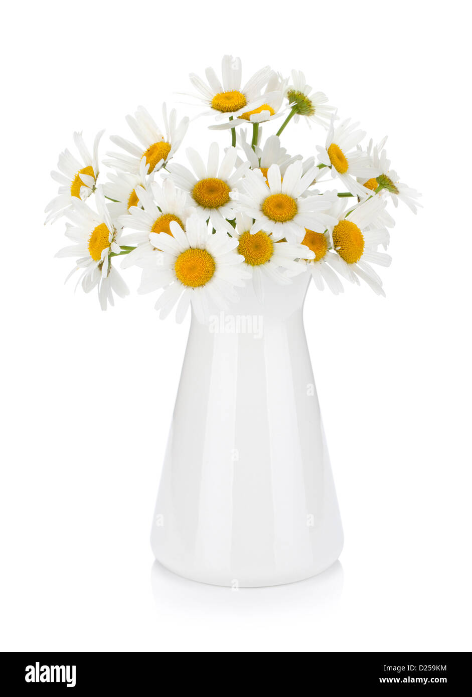 Chamomile bouquet in vase. Isolated on white background Stock Photo - Alamy