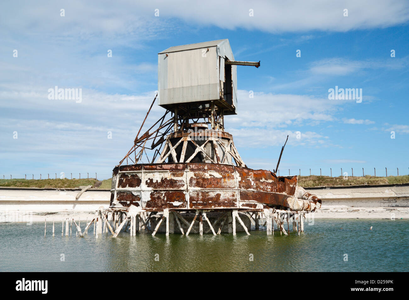 Settling tank at derelict Steetley Magnesite works at Hartlepool on the