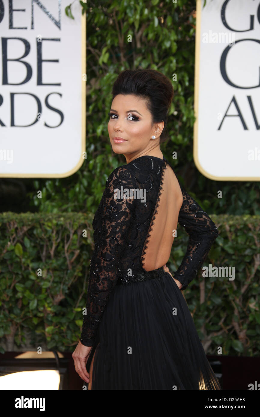Actress Eva Longoria arrives at the 70th Annual Golden Globe Awards presented by the Hollywood Foreign Press Association, HFPA, at Hotel Beverly Hilton in Beverly Hills, USA, on 13 January 2013. Photo: Hubert Boesl Stock Photo