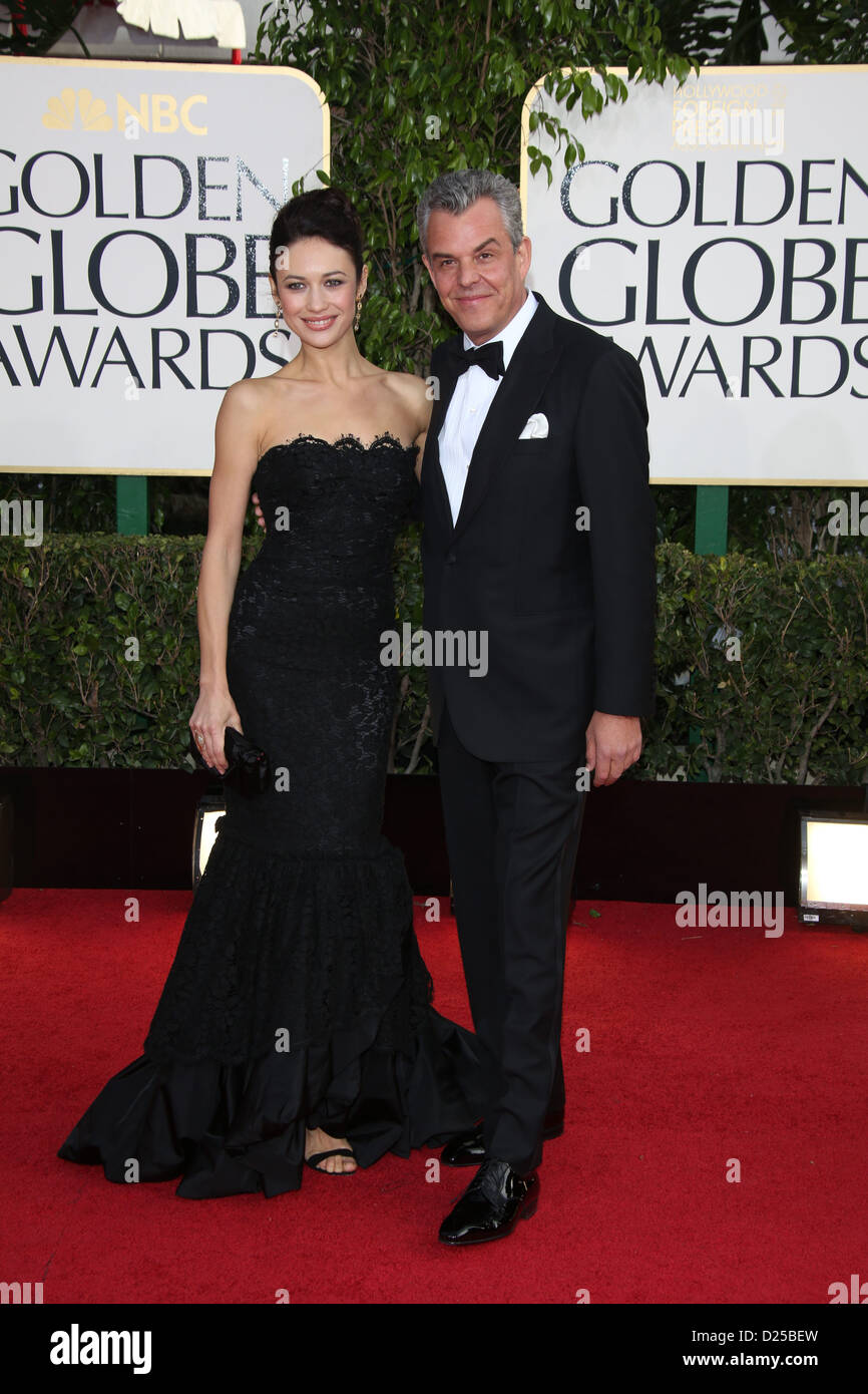 Actor Danny Huston and Olga Kurylenko arrive at the 70th Annual Golden Globe Awards presented by the Hollywood Foreign Press Association, HFPA, at Hotel Beverly Hilton in Beverly Hills, USA, on 13 January 2013. Photo: Hubert Boesl Stock Photo