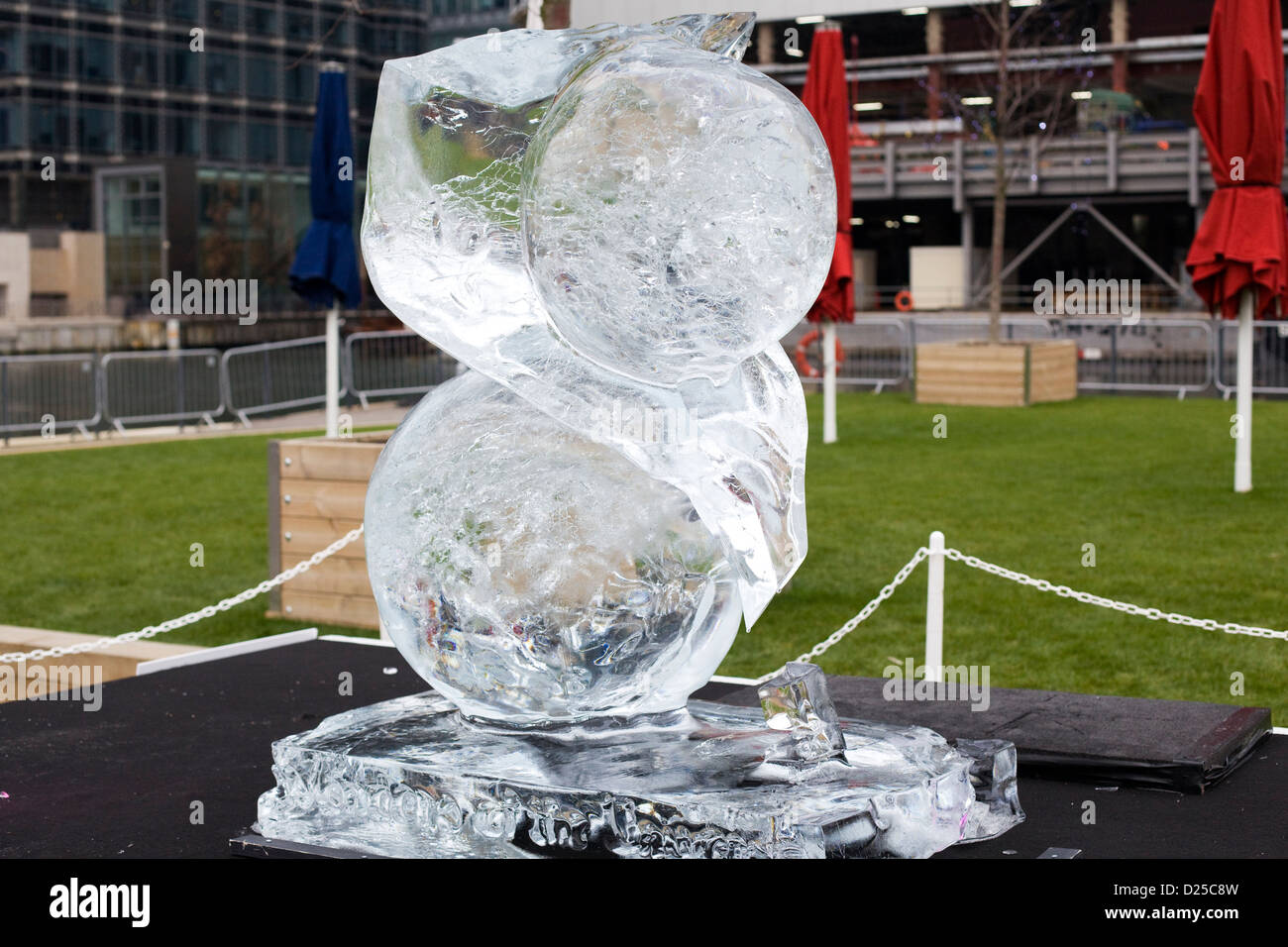 Ice sculptures Canary Wharf London England 'The Wonders of the Universe