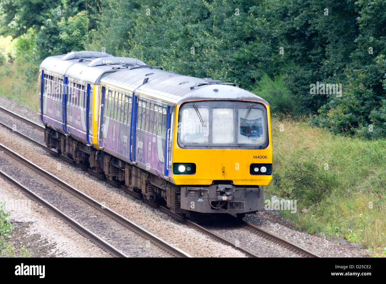 Northern Rail Diesel Passenger Train on the main line in West Yorkshire Stock Photo