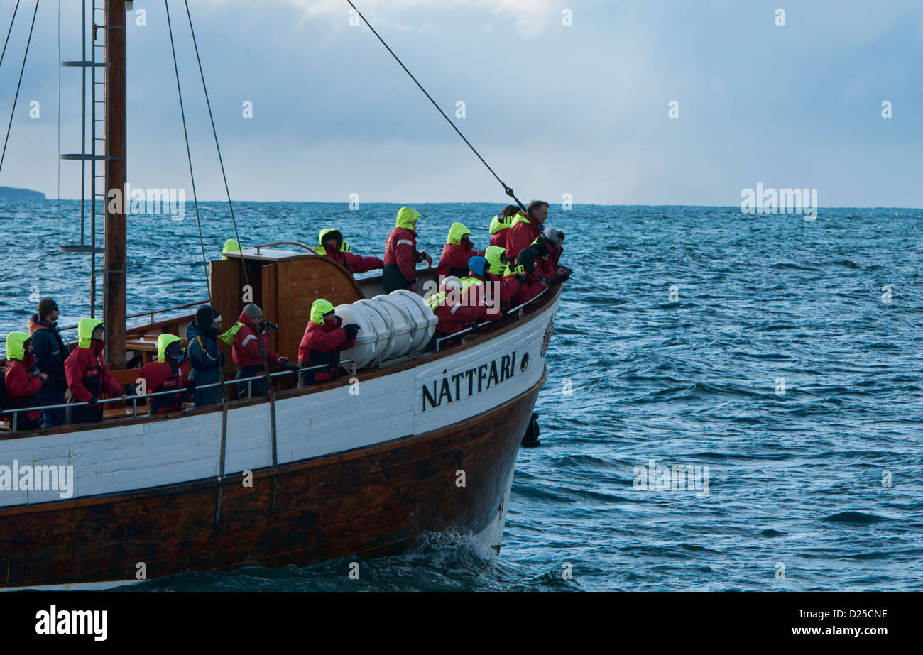 whale watching boat in Husavik, Iceland Stock Photo - Alamy