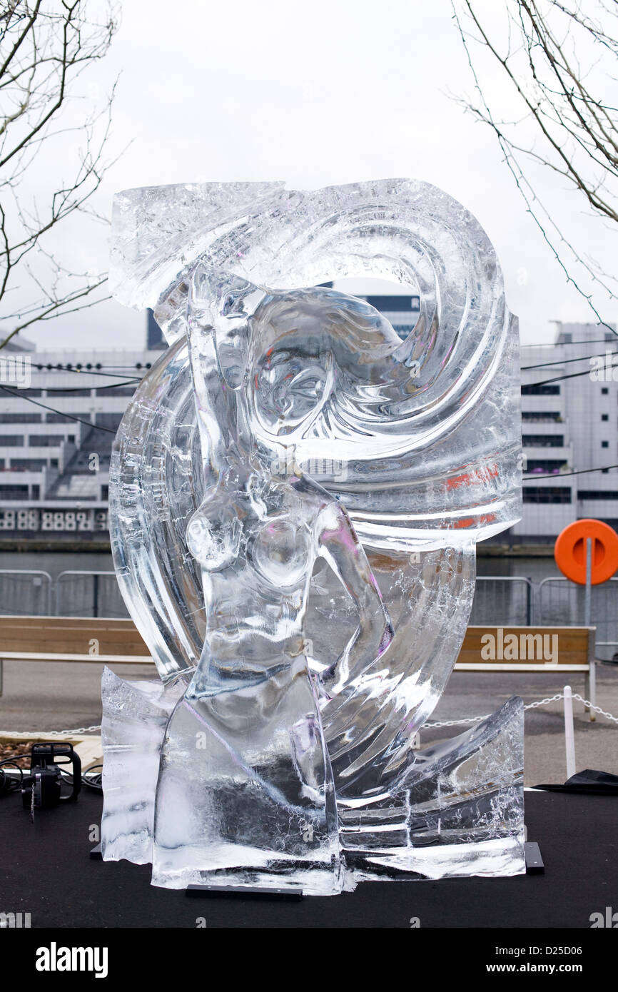 Ice sculptures Canary Wharf London England 'The Wonders of the Universe