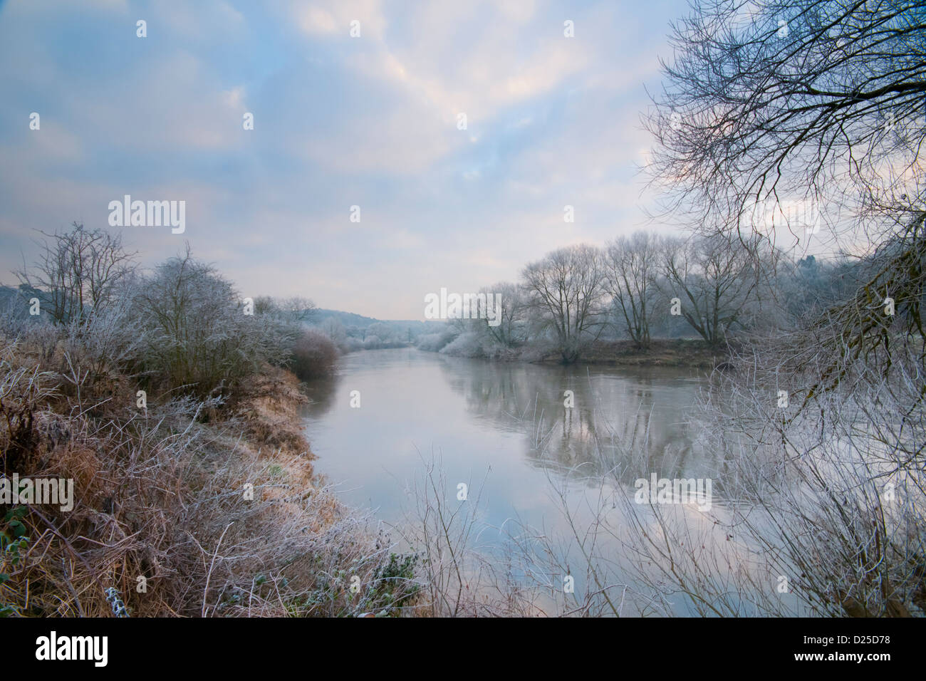 Severn valley on a frosty day Stock Photo