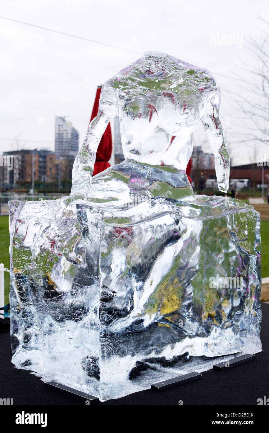 Ice sculptures Canary Wharf London England 'The Wonders of the Universe