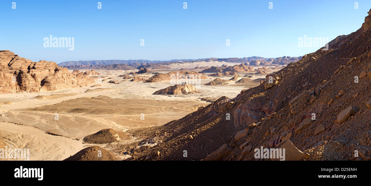 Panorama SINAI desert canyons rocks mountains overview big pano Stock Photo