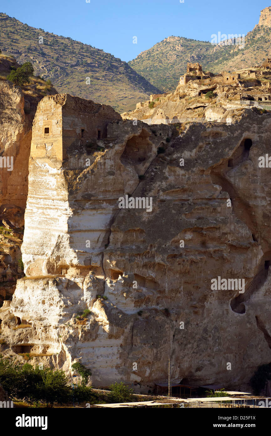 Ruins of the citadel of ancient Hasankeyf overlooking the Tigris River. Turkey 5 Stock Photo