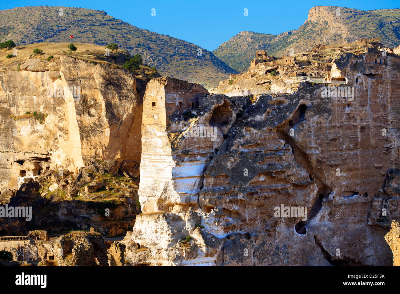 Ruins of the Ayyubids Small Palace in the citadel of ancient Hasankeyf overlooking the Tigris River. Turkey 15 Stock Photo