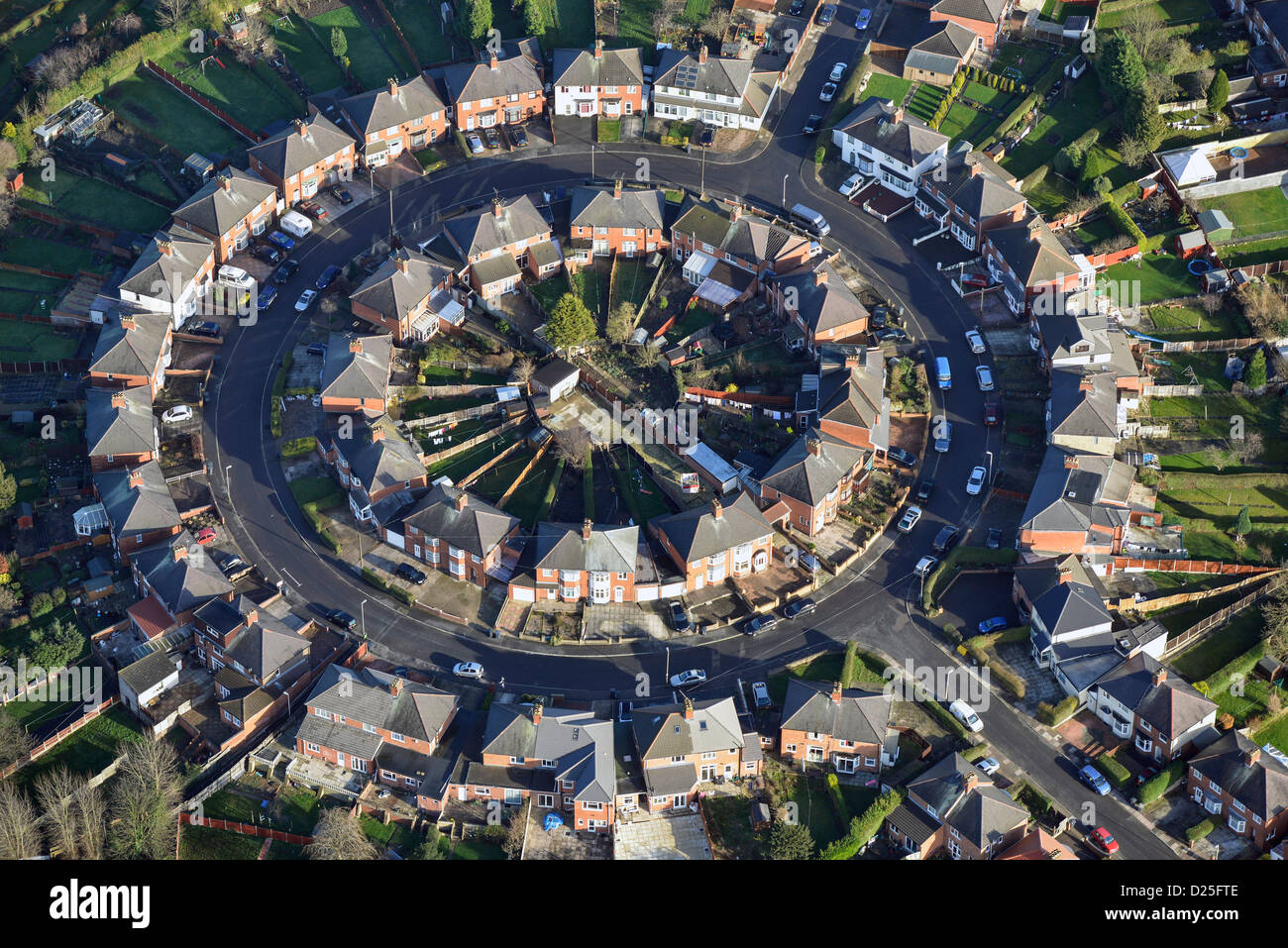 Aerial photograph of Suburban housing in Leicester Stock Photo