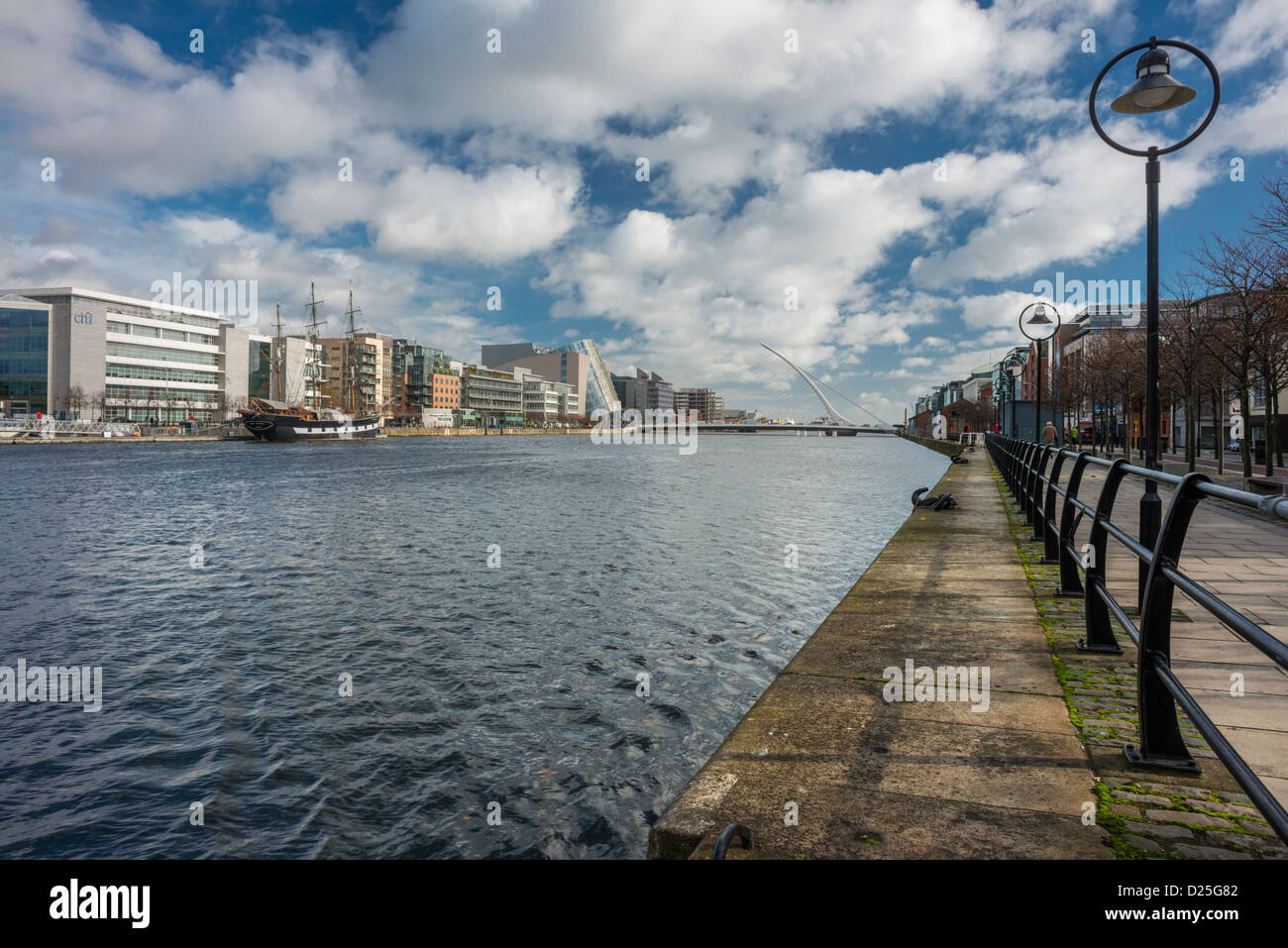 Looking eastwards along the River Liffey towards the Samuel Beckett ...