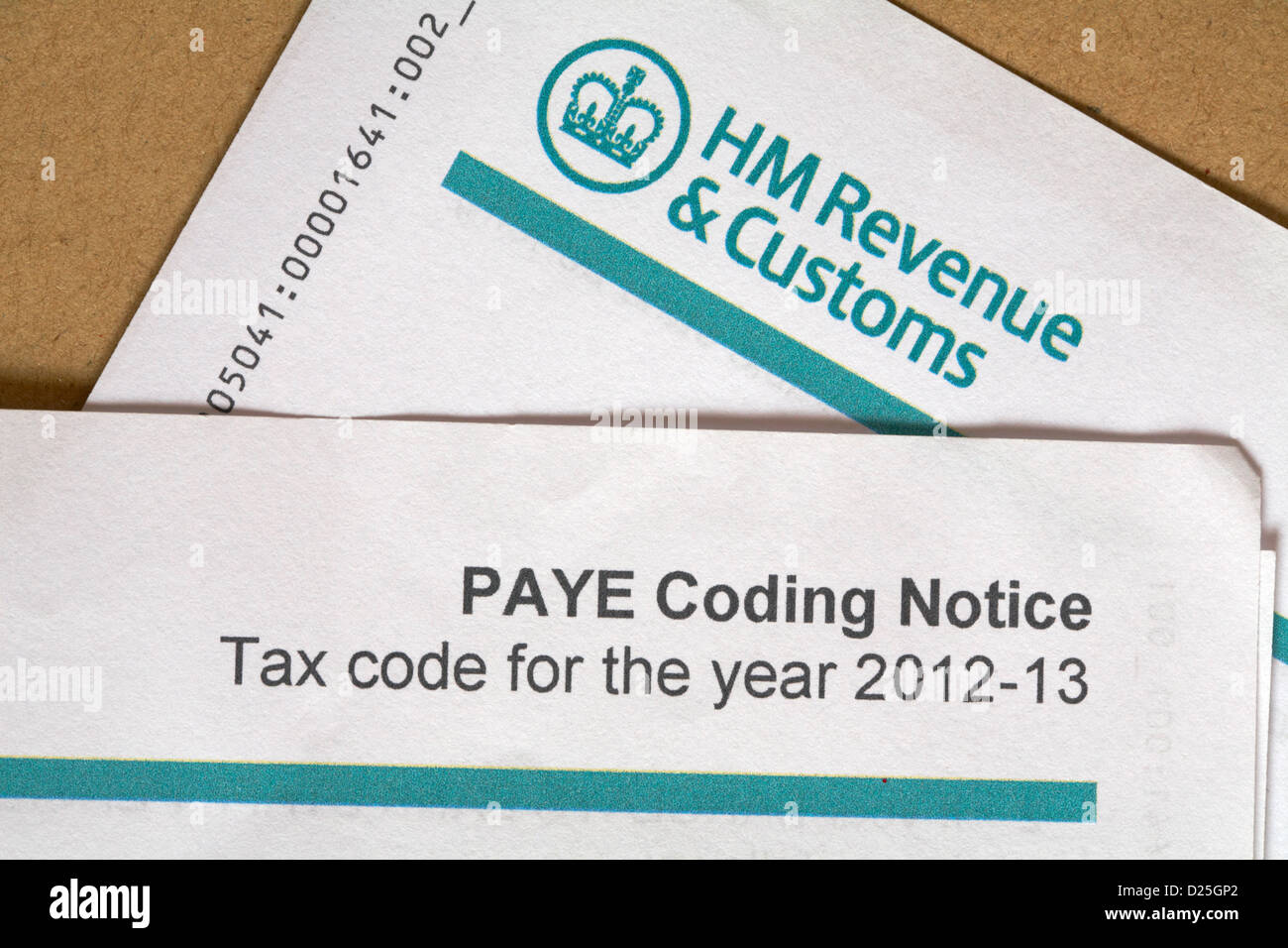 PAYE Coding Notice Tax Code For The Year 2012 13 From HM Revenue PAYE Coding Notice Tax Code For The Year 2012 13 From HM Revenue