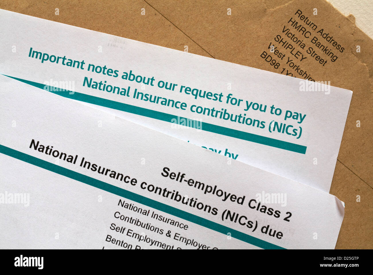 Information from HMRC - Self-employed Class 2 National Insurance contributions (NICs) due Stock Photo