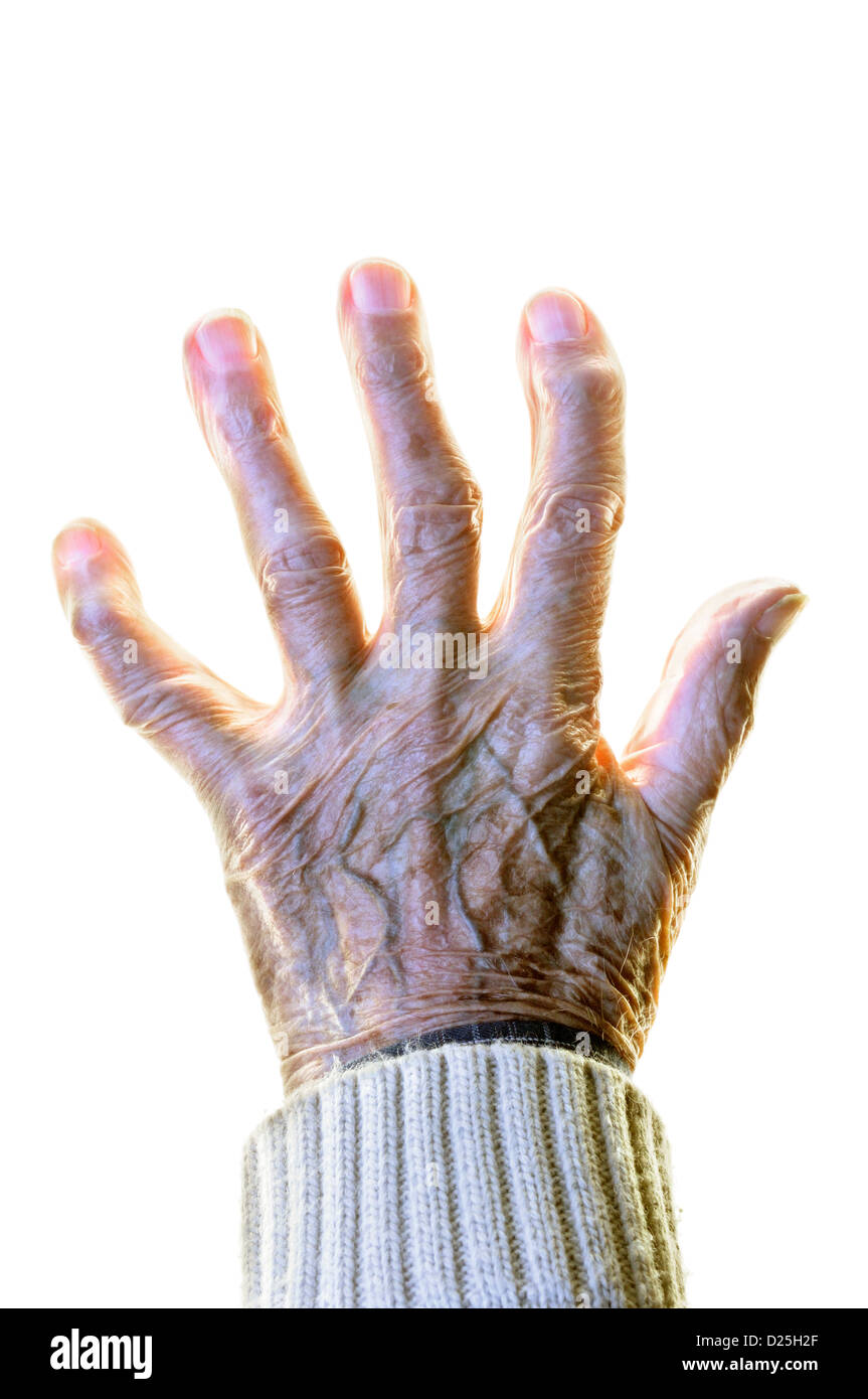 Centenarian hand / 100-year-old hand Stock Photo