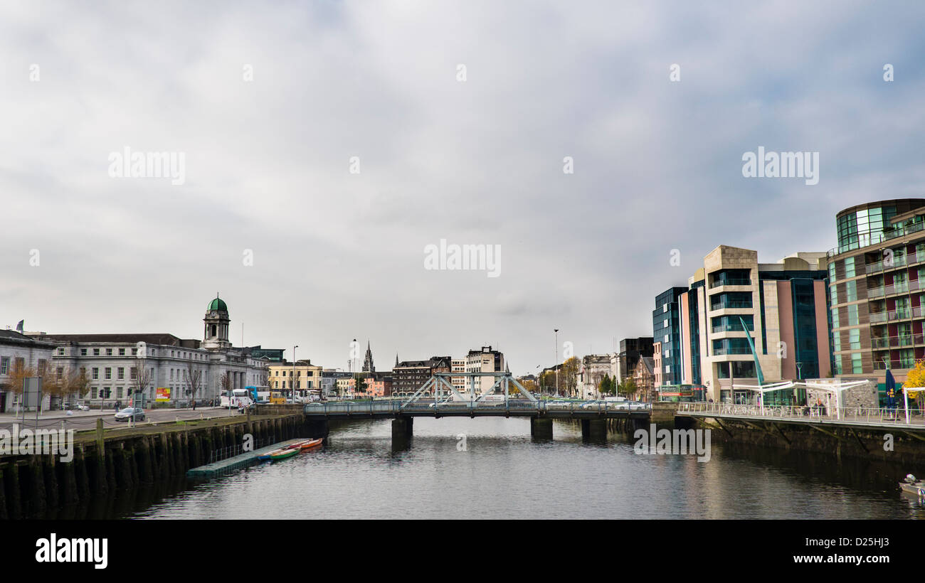 The river Lee runs through Cork City, Republic of Ireland Stock Photo