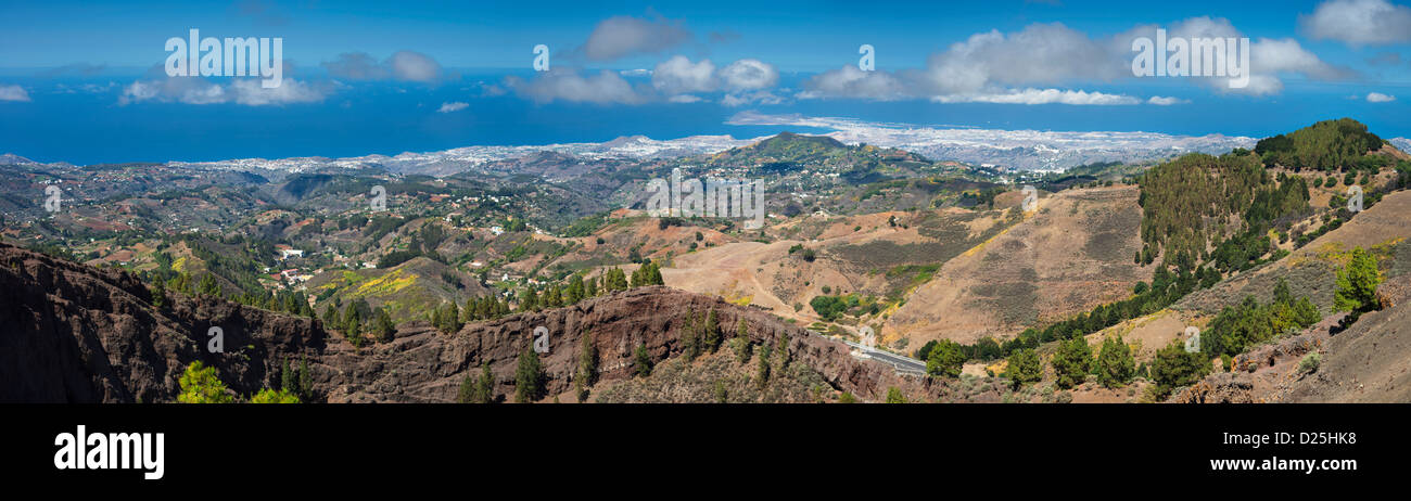 View over the northern part of Gran Canaria, including the capital city of Las Palmas, from Pinos de Galdar Volcano Stock Photo