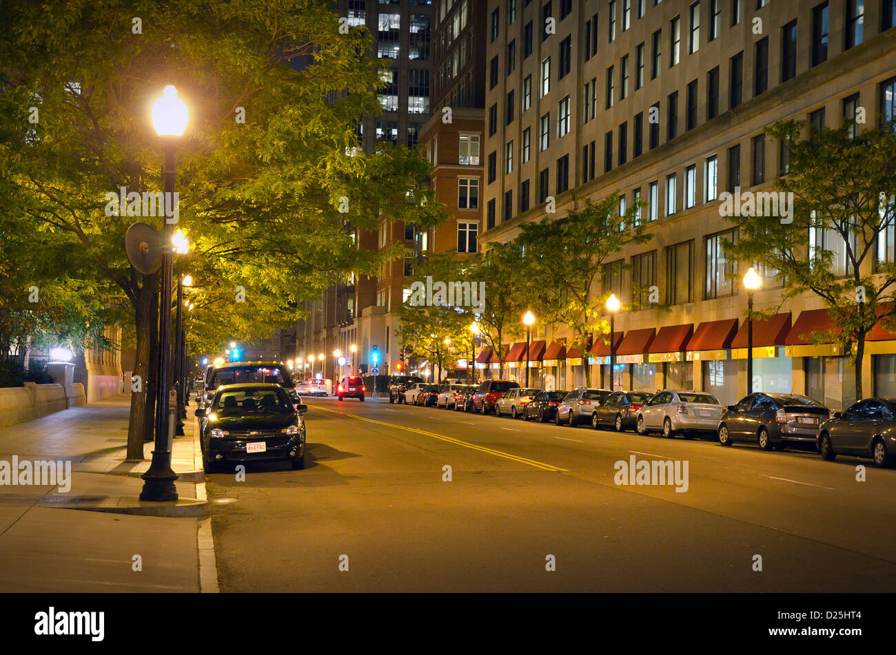 Downtown Boston at night Stock Photo - Alamy