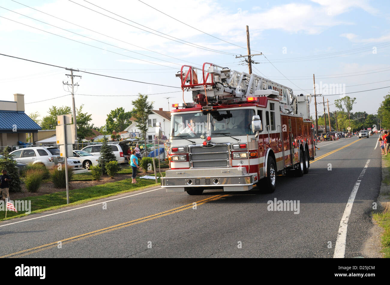 Fire truck responding on a emergency call Stock Photo