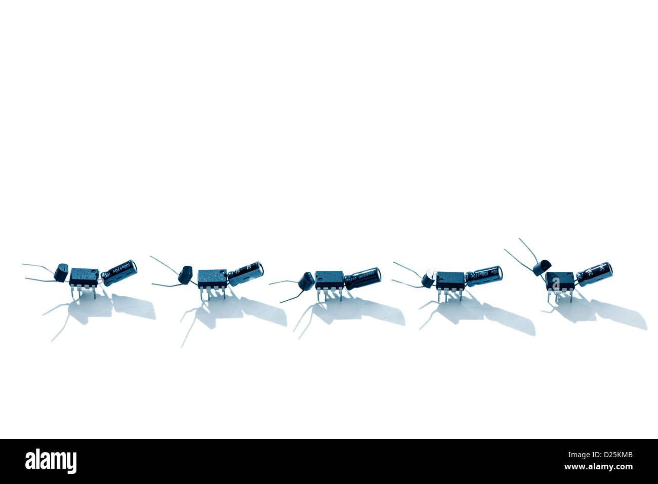Ants / bugs made out of microchips and other electronic parts Stock Photo